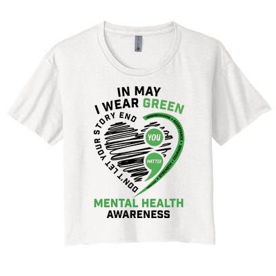 In May I Wear Green Mental Health Awareness Therapist Women's Crop Top Tee