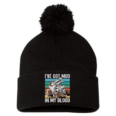 I've mud in my blood ATV dirt bike four wheeler funny quad Pom Pom 12in Knit Beanie