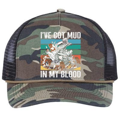 I've mud in my blood ATV dirt bike four wheeler funny quad Retro Rope Trucker Hat Cap