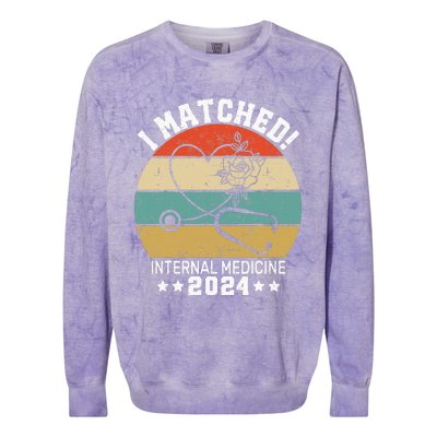 I Matched Internal Medicine 2024 Medical Resident Match Day Colorblast Crewneck Sweatshirt