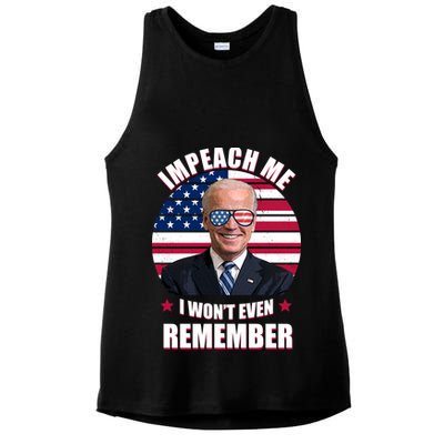 Impeach Me I Won't Even Remember Joe Biden American Flag Funny Ladies PosiCharge Tri-Blend Wicking Tank
