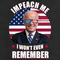 Impeach Me I Won't Even Remember Joe Biden American Flag Funny 7 Panel Mesh Trucker Snapback Hat