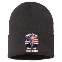 Impeach Me I Won't Even Remember Joe Biden American Flag Funny Sustainable Knit Beanie