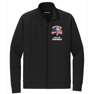 Impeach Me I Won't Even Remember Joe Biden American Flag Funny Stretch Full-Zip Cadet Jacket