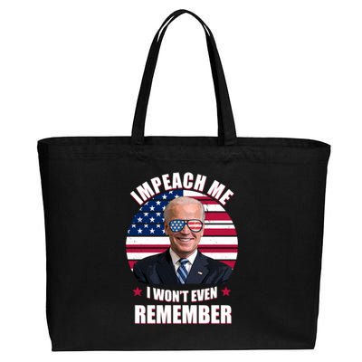 Impeach Me I Won't Even Remember Joe Biden American Flag Funny Cotton Canvas Jumbo Tote