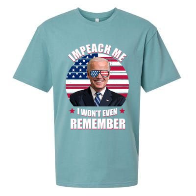 Impeach Me I Won't Even Remember Joe Biden American Flag Funny Sueded Cloud Jersey T-Shirt