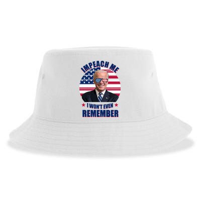 Impeach Me I Won't Even Remember Joe Biden American Flag Funny Sustainable Bucket Hat