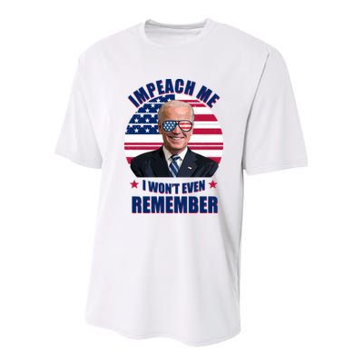 Impeach Me I Won't Even Remember Joe Biden American Flag Funny Youth Performance Sprint T-Shirt