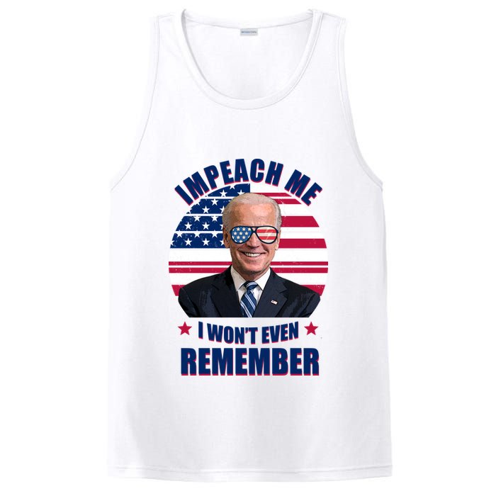 Impeach Me I Won't Even Remember Joe Biden American Flag Funny PosiCharge Competitor Tank