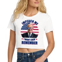 Impeach Me I Won't Even Remember Joe Biden American Flag Funny Crop Top