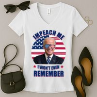 Impeach Me I Won't Even Remember Joe Biden American Flag Funny Women's V-Neck T-Shirt