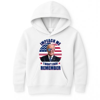 Impeach Me I Won't Even Remember Joe Biden American Flag Funny Kids Hoodie