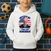 Impeach Me I Won't Even Remember Joe Biden American Flag Funny Kids Hoodie