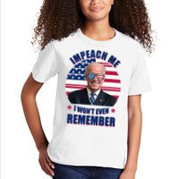 Impeach Me I Won't Even Remember Joe Biden American Flag Funny Kids T-Shirt