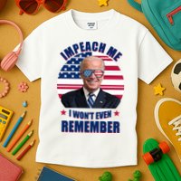 Impeach Me I Won't Even Remember Joe Biden American Flag Funny Kids T-Shirt