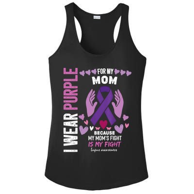 In May I Wear Purple For My Mom Lupus Awareness Lupus Fighter Lupus Supporter Ladies PosiCharge Competitor Racerback Tank