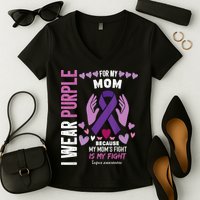 In May I Wear Purple For My Mom Lupus Awareness Lupus Fighter Lupus Supporter Women's V-Neck T-Shirt
