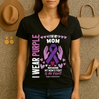 In May I Wear Purple For My Mom Lupus Awareness Lupus Fighter Lupus Supporter Women's V-Neck T-Shirt
