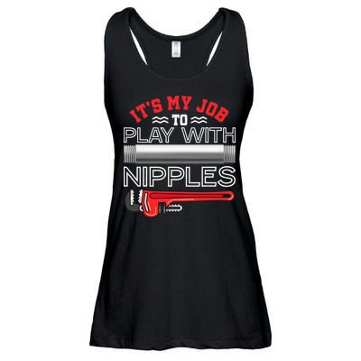 It's My Job To Play With Nipples Funny Plumbing Service Ladies Essential Flowy Tank