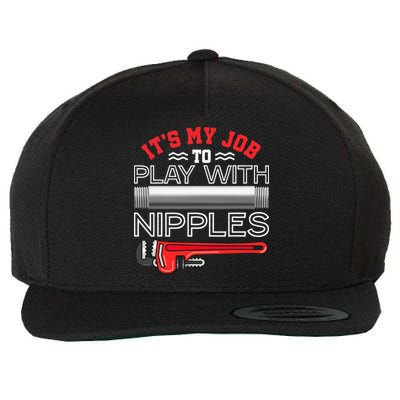 It's My Job To Play With Nipples Funny Plumbing Service Wool Snapback Cap