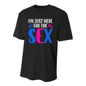 I m just here for the sex Gender Reveal Youth Performance Sprint T-Shirt