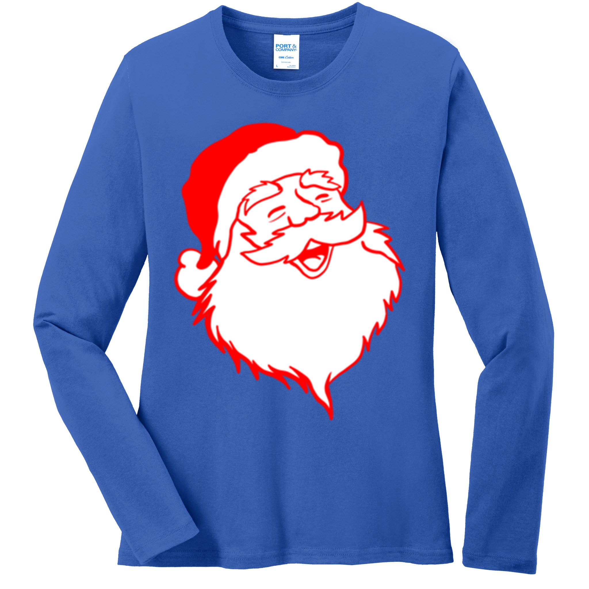 In My Jolly Era Merry Christmas Retro Santa Claus Gift Ladies Long Sleeve Shirt