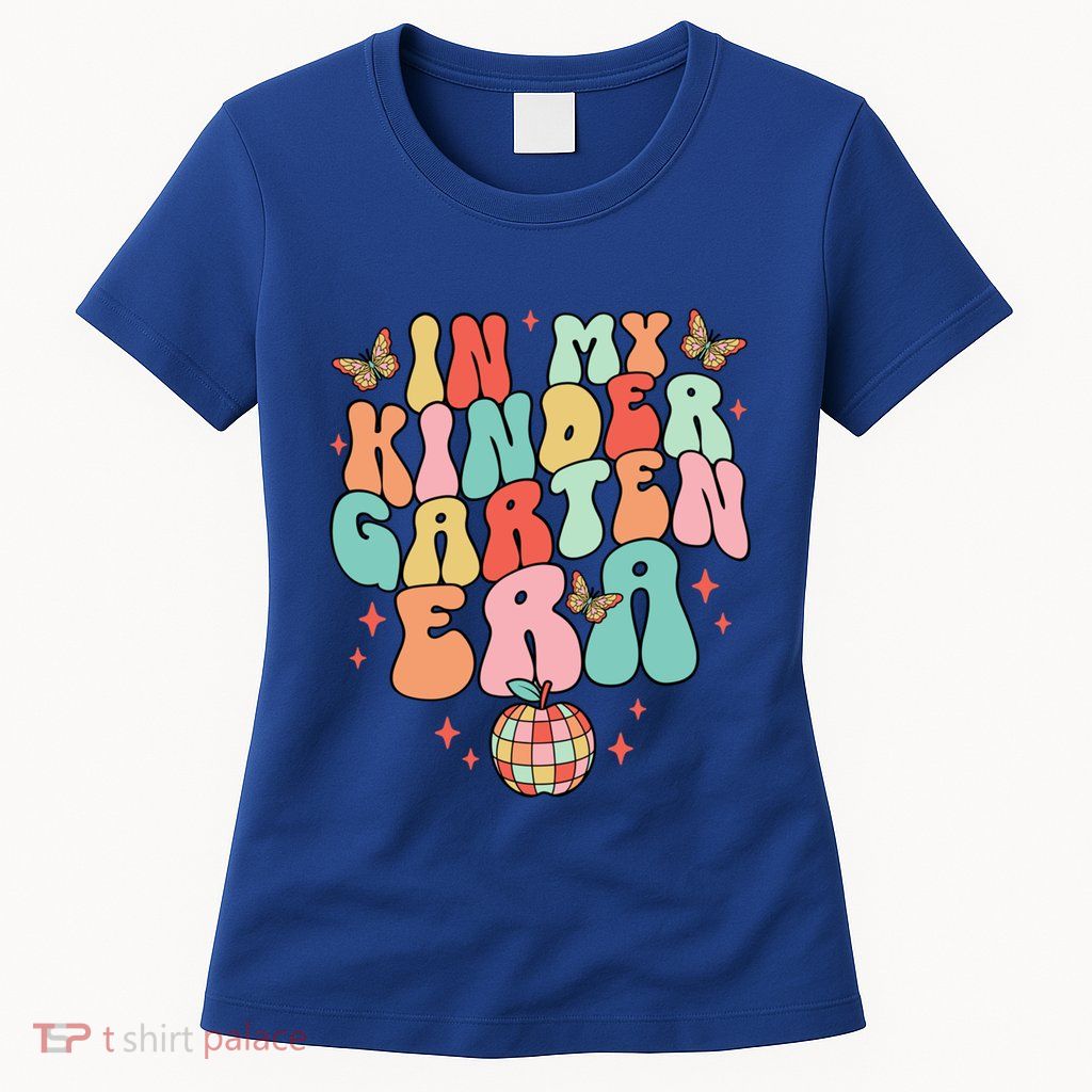 In My Kindergarten Era Kindergarten Teacher Groovy Christmas Cool Gift Womens T-Shirt
