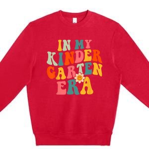 In My Kindergarten Teacher Era Shirts Kinder Groovy Retro Premium Crewneck Sweatshirt