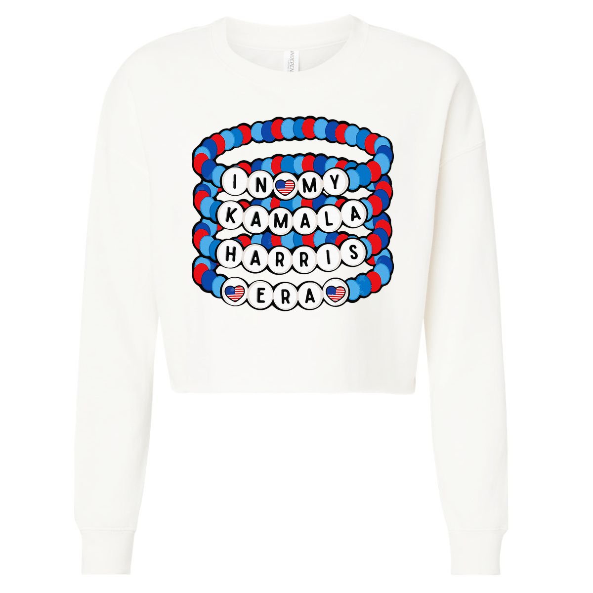 In My Kamala Harris Era Harris Democrat Harris 2024 Bracelet Cropped Pullover Crew