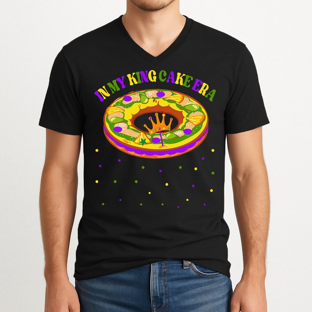 In My King Cake Era Festival Parade Mardi Gras King Cake Era V-Neck T-Shirt