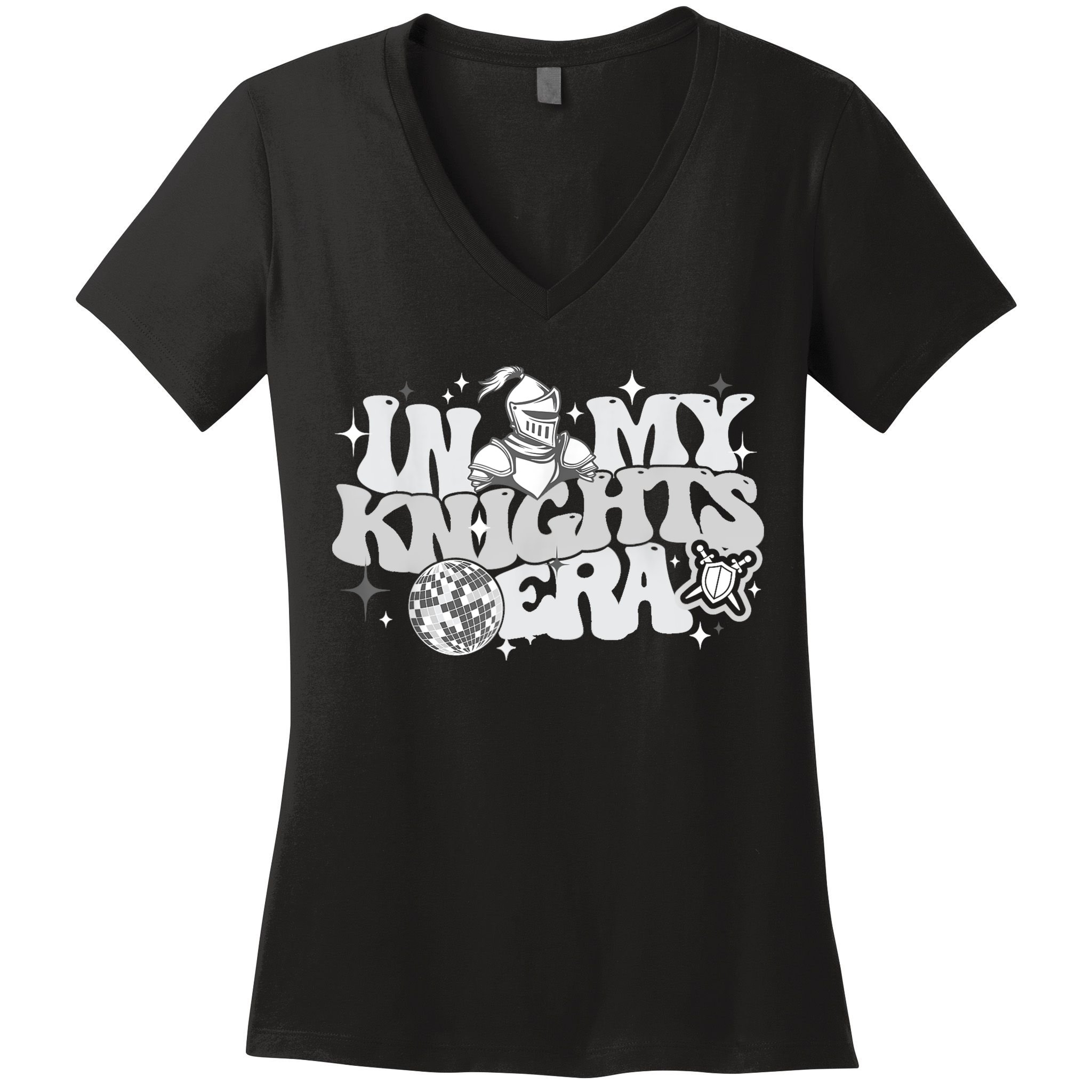 In My Knights Era Back To School Mascot Spirit Game Squad Women's V-Neck T-Shirt