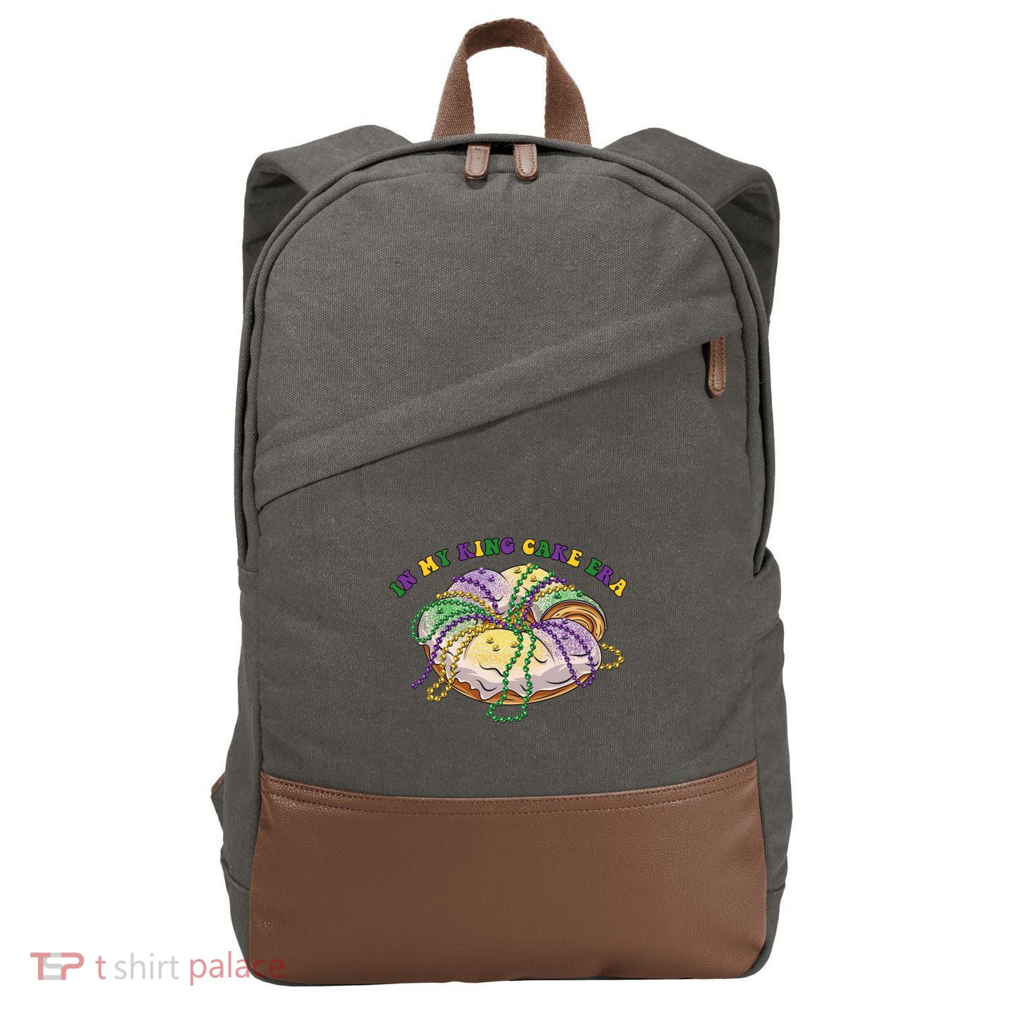 In My King Cake Era Mardi Gras Cotton Canvas Backpack