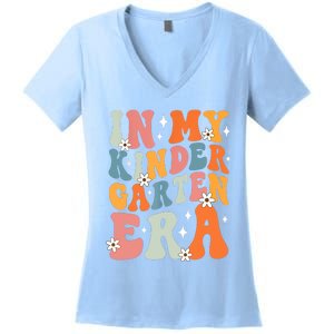 In My Kindergarten Era Groovy Back To School Kinder Teacher Women's V-Neck T-Shirt