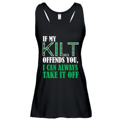 If My Kilt Offends You Funny St. Patrick's Day Ladies Essential Flowy Tank