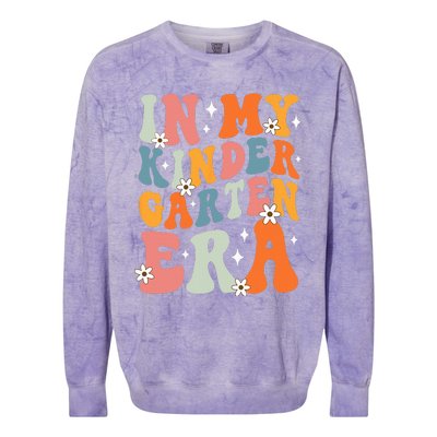 In My Kindergarten Era Groovy Back To School Kinder Teacher Colorblast Crewneck Sweatshirt