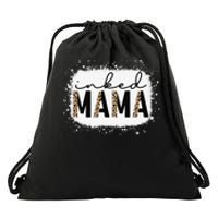 Inked Mama Leopard Tattoo Mom Funny Mother's Day Bleached Drawstring Bag