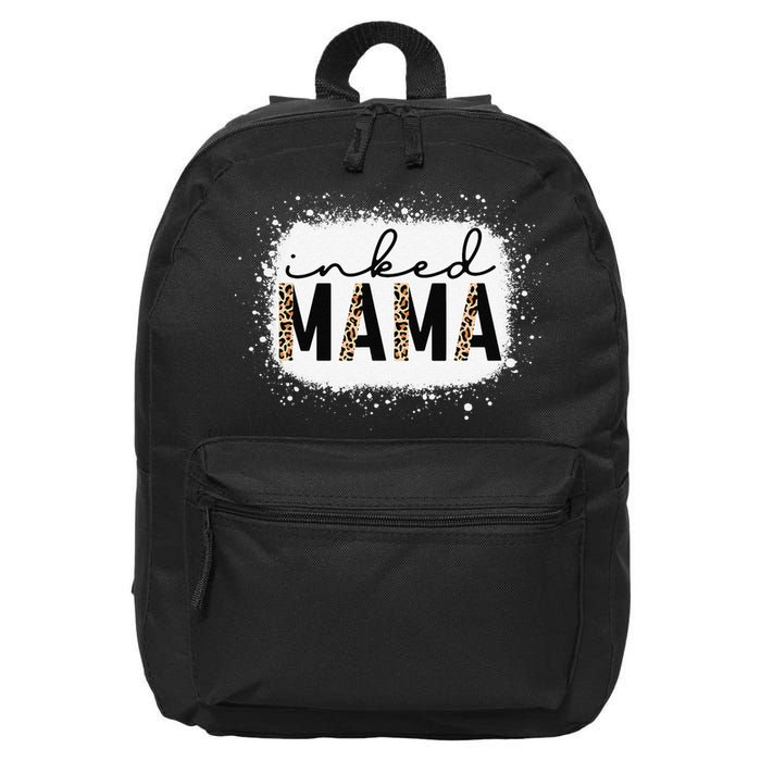 Inked Mama Leopard Tattoo Mom Funny Mother's Day Bleached 16 in Basic Backpack