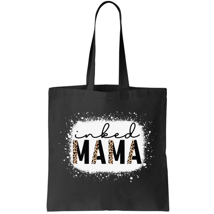 Inked Mama Leopard Tattoo Mom Funny Mother's Day Bleached Tote Bag