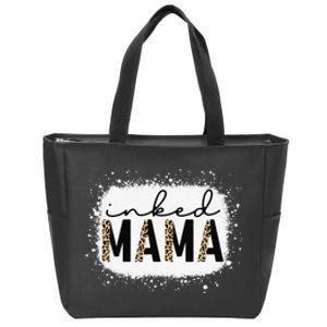 Inked Mama Leopard Tattoo Mom Funny Mother's Day Bleached Zip Tote Bag