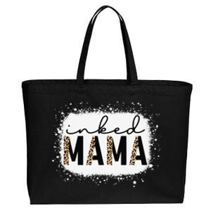 Inked Mama Leopard Tattoo Mom Funny Mother's Day Bleached Cotton Canvas Jumbo Tote