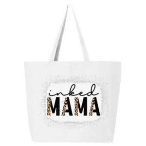 Inked Mama Leopard Tattoo Mom Funny Mother's Day Bleached 25L Jumbo Tote