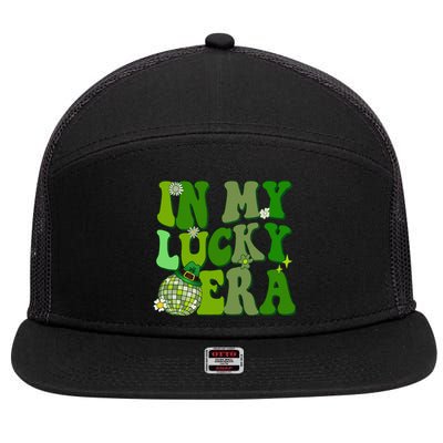 In My Lucky Era St Patrick Paddy Day Retro Disco Funny 7 Panel Mesh Trucker Snapback Hat