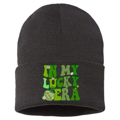 In My Lucky Era St Patrick Paddy Day Retro Disco Funny Sustainable Knit Beanie