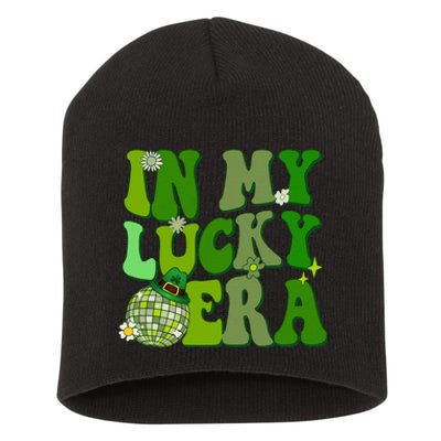 In My Lucky Era St Patrick Paddy Day Retro Disco Funny Short Acrylic Beanie