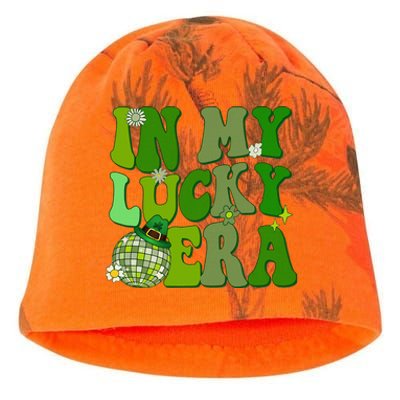 In My Lucky Era St Patrick Paddy Day Retro Disco Funny Kati - Camo Knit Beanie