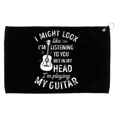 I Might Look Like Im Listening To You Funny Guitar Music Grommeted Golf Towel