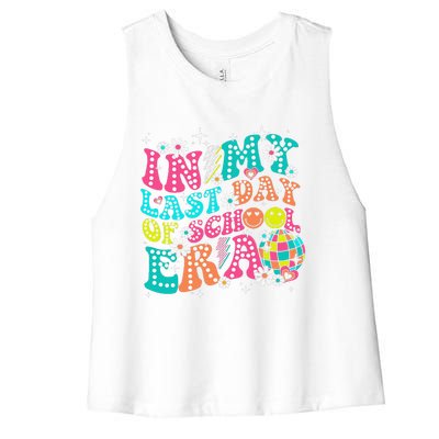 In My Last Day Of School Era Teacher Hello Summer Women's Racerback Cropped Tank