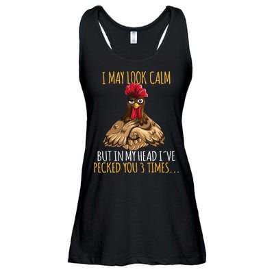 I May Look Calm But In My Head Ive Pecked You 3 Times Ladies Essential Flowy Tank