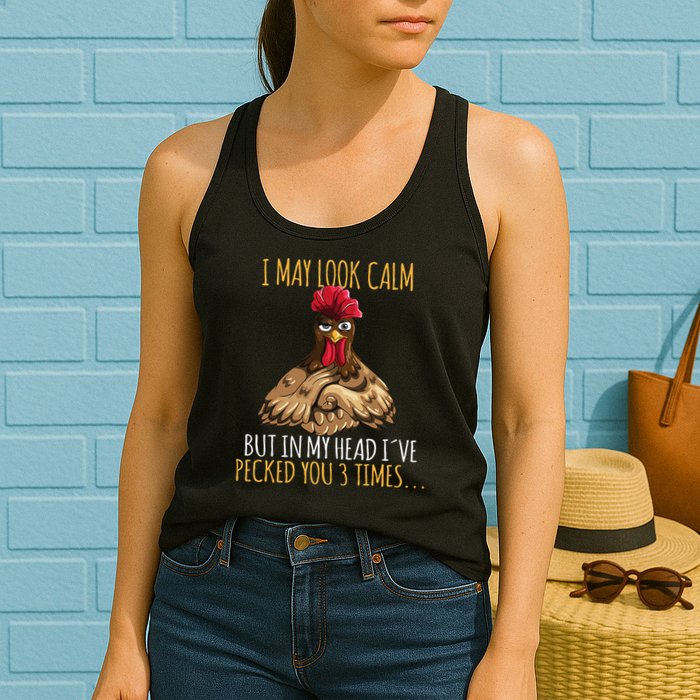 I May Look Calm But In My Head Ive Pecked You 3 Times Womens Tank Top