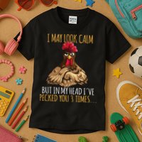 I May Look Calm But In My Head Ive Pecked You 3 Times Kids T-Shirt
